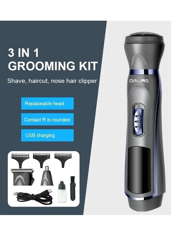 دالينغ ماكينة حلاقة كهربائية 3 في 1 لتشذيب شعر الأنف واللحية وشفرة من الفولاذ المقاوم للصدأ ومجموعة أدوات العناية الشخصية - Image 2