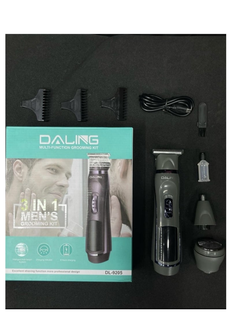 دالينغ ماكينة حلاقة كهربائية 3 في 1 لتشذيب شعر الأنف واللحية وشفرة من الفولاذ المقاوم للصدأ ومجموعة أدوات العناية الشخصية - Image 3