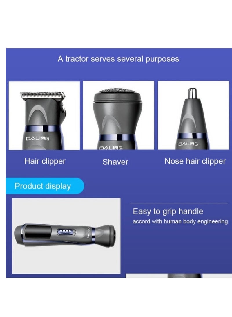 دالينغ ماكينة حلاقة كهربائية 3 في 1 لتشذيب شعر الأنف واللحية وشفرة من الفولاذ المقاوم للصدأ ومجموعة أدوات العناية الشخصية - Image 4