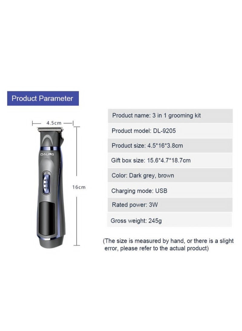 دالينغ ماكينة حلاقة كهربائية 3 في 1 لتشذيب شعر الأنف واللحية وشفرة من الفولاذ المقاوم للصدأ ومجموعة أدوات العناية الشخصية - Image 5