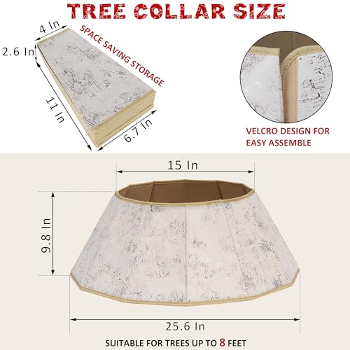 Blissun Fabric Christmas Tree Collar Xmas Tree Ring Willow Christmas Tree Skirt for Christmas Tree Decorations Concrete Beige - Image 3
