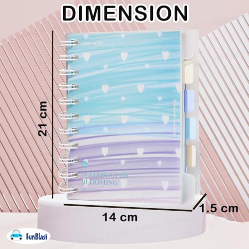 FunBlast Aesthetic Journal Diary A5 – 240 Pages; Spiral Notebook Diary with Transparent Cover and Sticky Notes, Ruled Notebooks for School, Office & Dialy Uses (Multicolor-D) - Image 2
