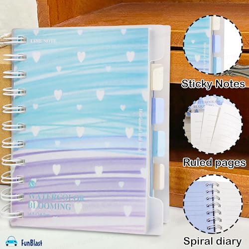FunBlast Aesthetic Journal Diary A5 – 240 Pages; Spiral Notebook Diary with Transparent Cover and Sticky Notes, Ruled Notebooks for School, Office & Dialy Uses (Multicolor-D) - Image 3