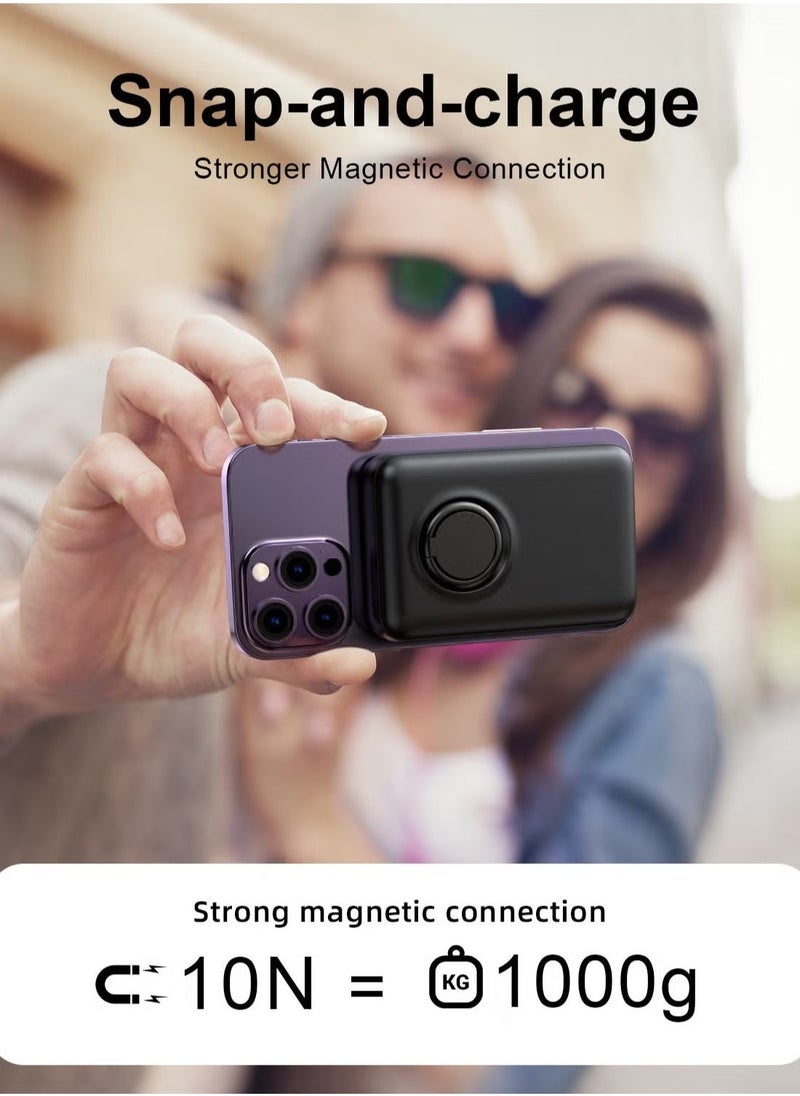 JAJEEK JR-W050 20W Power Bank 10000mAh with Ring Holder – Portable Fast Charging Power Bank for Smartphones, Tablets, and More – Compact & Stylish Black Design  - Image 3