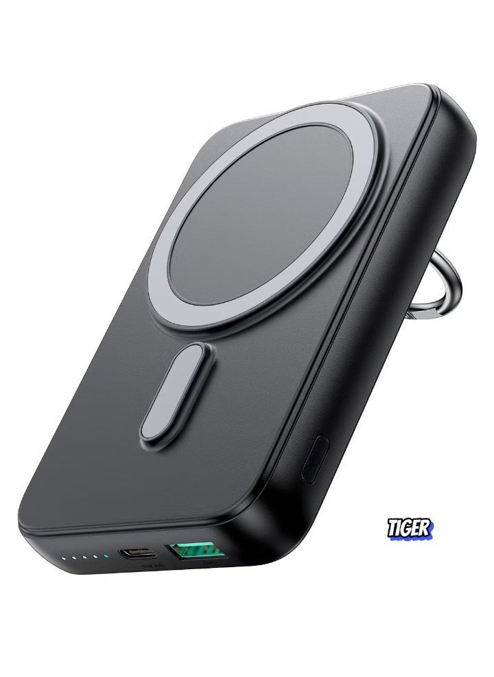 JAJEEK JR-W050 20W Power Bank 10000mAh with Ring Holder – Portable Fast Charging Power Bank for Smartphones, Tablets, and More – Compact & Stylish Black Design  - Image 1