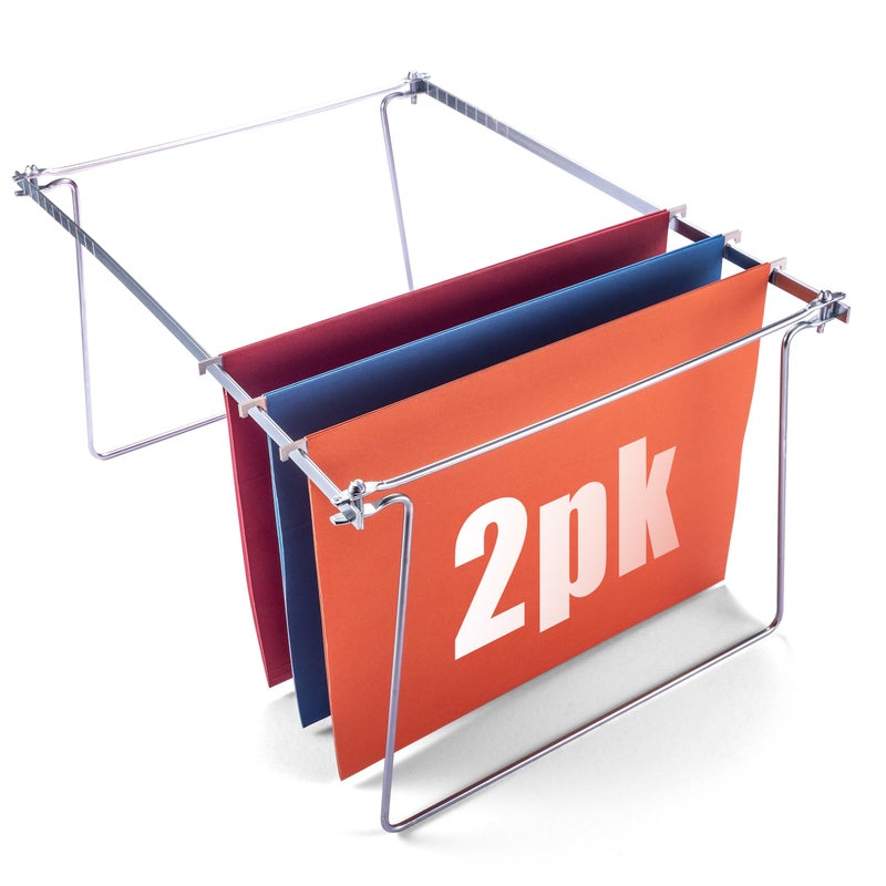 Officemate Hanging File Frame Letter Size Adjustable 14 to 18Inches 2 Count Pack of 1Silver 91990