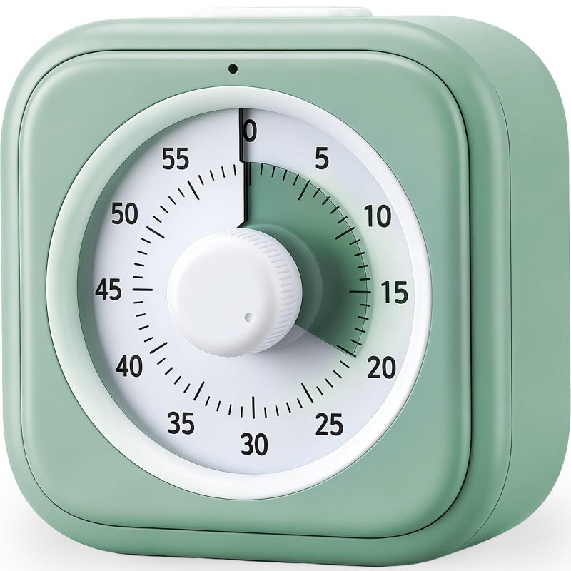 Nixroork 60 Minute Visual Timer for Kids, Silent Countdown Clock, Time Management Tool for Homeschool Study Supplies, Classroom, Home, Kitchen, Desk (Green) - Image 1
