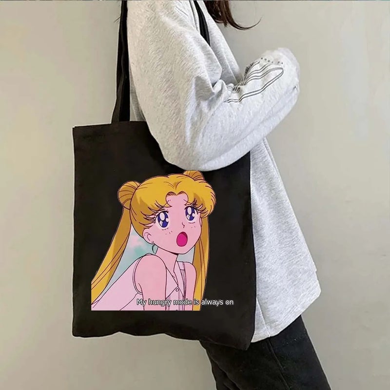 Sailor Moon Moon Cat Cartoon Canvas Tote Bag Women'S Daily Commute Shoulder Bag Shopping Bag - Image 5