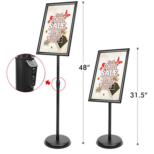 DISPLAYSWORKER Adjustable Poster Sign Stand 11 x 17,Floor-Standing Sign Holder with Heavy Duty Pedestal,Aluminum Snap-Open Frame , Vertical and Horizontal View Sign Displayed, Black (11 x 17) - Image 3