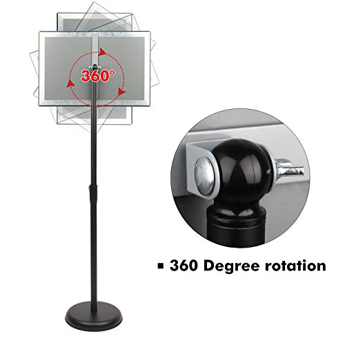DISPLAYSWORKER Adjustable Poster Sign Stand 11 x 17,Floor-Standing Sign Holder with Heavy Duty Pedestal,Aluminum Snap-Open Frame , Vertical and Horizontal View Sign Displayed, Black (11 x 17) - Image 4