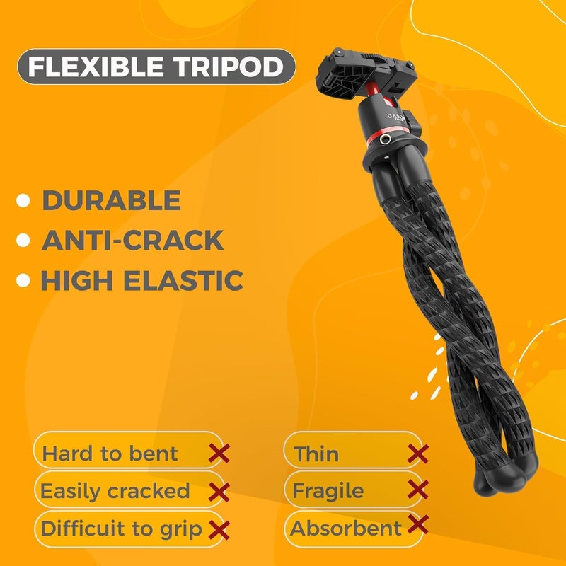 CASON حامل ثلاثي مرن من غوريلا مع قاعدة باردة للهواتف المحمولة والكاميرات وكاميرات DSLR، يدعم حتى 3 كجم (أسود) - Image 3