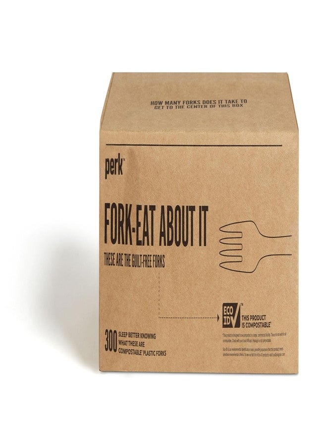 PERK Staples Perk PK56201 Perk Compostable Plastic Fork, Medium-Weight, White, 300/Pack (PK56201) - Image 3