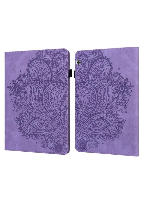 Case For Huawei MediaPad T5 10 inch Peacock Embossed Pattern TPU + PU Horizontal Flip Leather Case with Holder & Card Slots & Wallet & Sleep / Wake-up Function