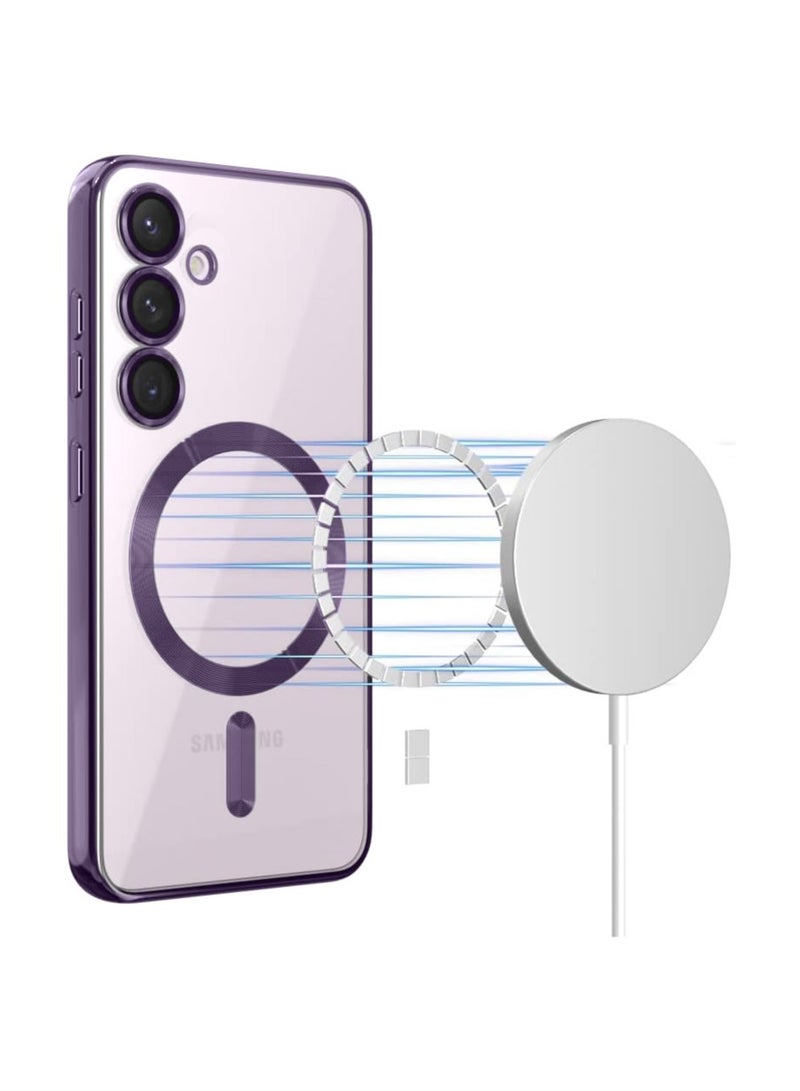 Wtech Magsafe Shockproof Luxury Plating Hybrid Clear PC Case Cover For Samsung Galaxy S24 Plus / S24+ 5G 2024 Purple - Image 2