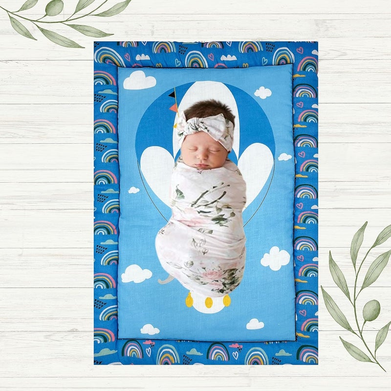 NEW COMERS Newborn Baby Pom Pom Cotton Baby Bed Cushioned Sleeping Mat for Baby Cradle Bed GodariGodadiCrib Sheet for Kids Multipurpose Soft Mattress Washer Safe Changing Mat 50 X 75 cm 156