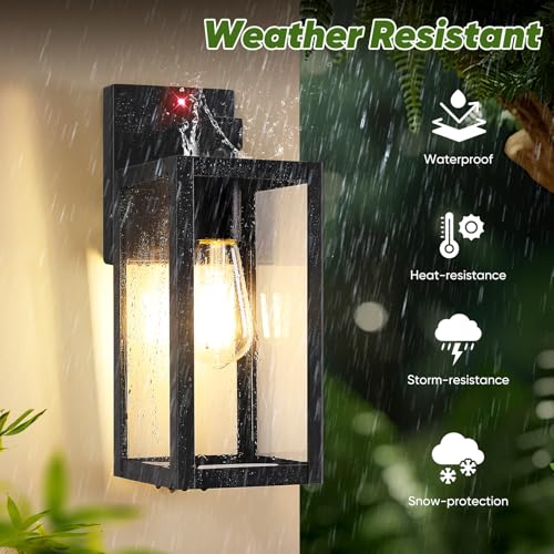 BesLowe 13" Upgraded Motion Sensor Outdoor Wall Lights, 2-Pack Dusk to Dawn Porch Light Outdoor Wall Sconce Lanterns, 3 Lighting Modes Exterior Lighting Fixtures, Black Outside Lights for House Garage - Image 5