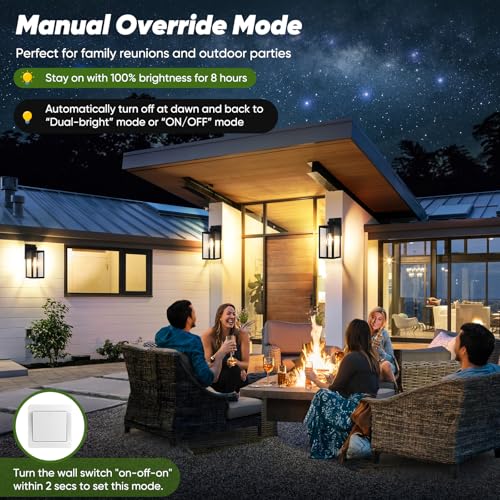 BesLowe 13" Upgraded Motion Sensor Outdoor Wall Lights, 2-Pack Dusk to Dawn Porch Light Outdoor Wall Sconce Lanterns, 3 Lighting Modes Exterior Lighting Fixtures, Black Outside Lights for House Garage - Image 4