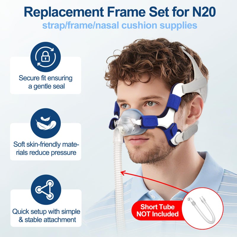 MEDICOLOR Upgraded Supplies for Airfit N20, Includes Head Strap, Frame, Nasal Cushion(L), Softer Nose Touching for Airtouch N20 Users, Secure Seal & Enhanced Comfort CPAP Supplies by MEDICOLOR, Large - Image 2