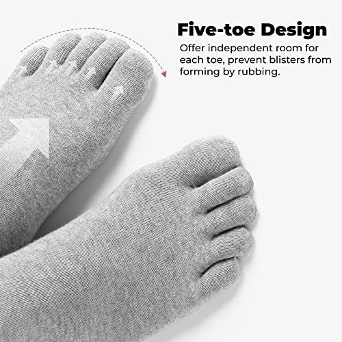 CaiDieNu Mens Toe Socks Cotton Athletic Running Five Finger Crew Socks - Image 3