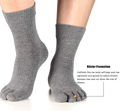 CaiDieNu Mens Toe Socks Cotton Athletic Running Five Finger Crew Socks - Image 2
