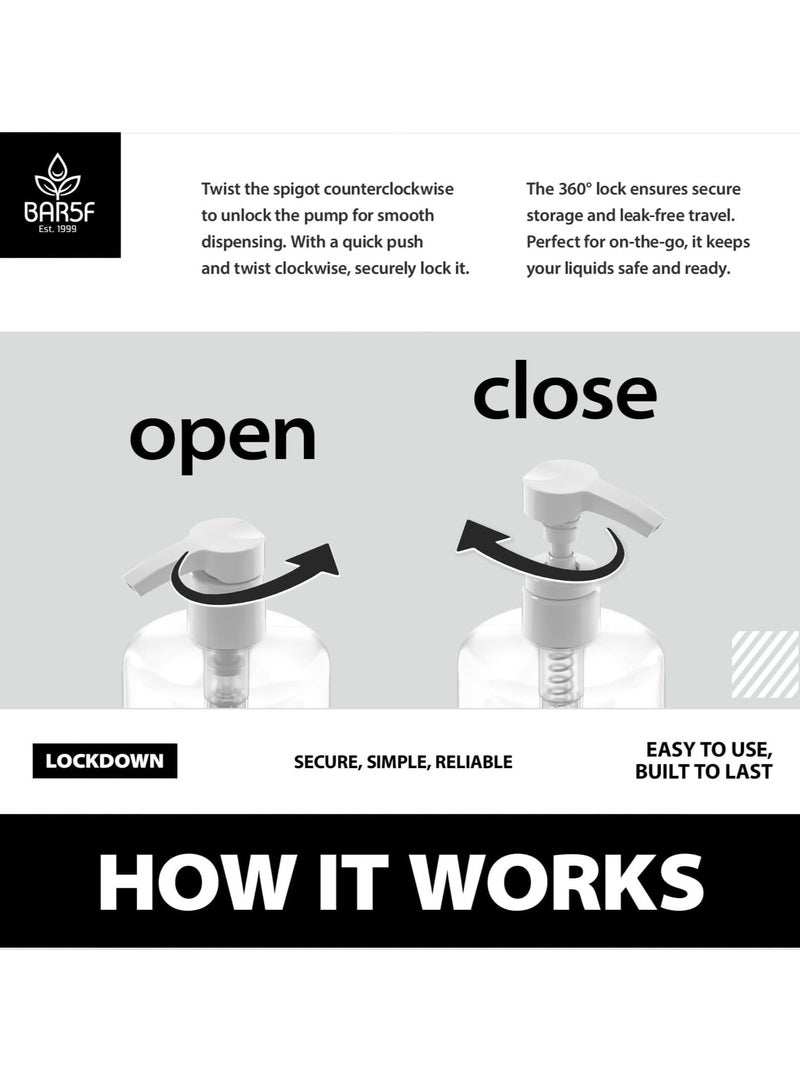 Bar5F Bar5F Plastic Lotion Bottles with Black & White Pumps, 16 oz | Leak Proof, Empty Clear Cylinder, Refillable, BPA Free for Shampoo, Moisturizer, Face Cream, Liquid Hand Soap | Pack of 2 - Image 4