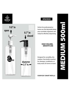Bar5F Bar5F Plastic Lotion Bottles with Black & White Pumps, 16 oz | Leak Proof, Empty Clear Cylinder, Refillable, BPA Free for Shampoo, Moisturizer, Face Cream, Liquid Hand Soap | Pack of 2  - Image 3