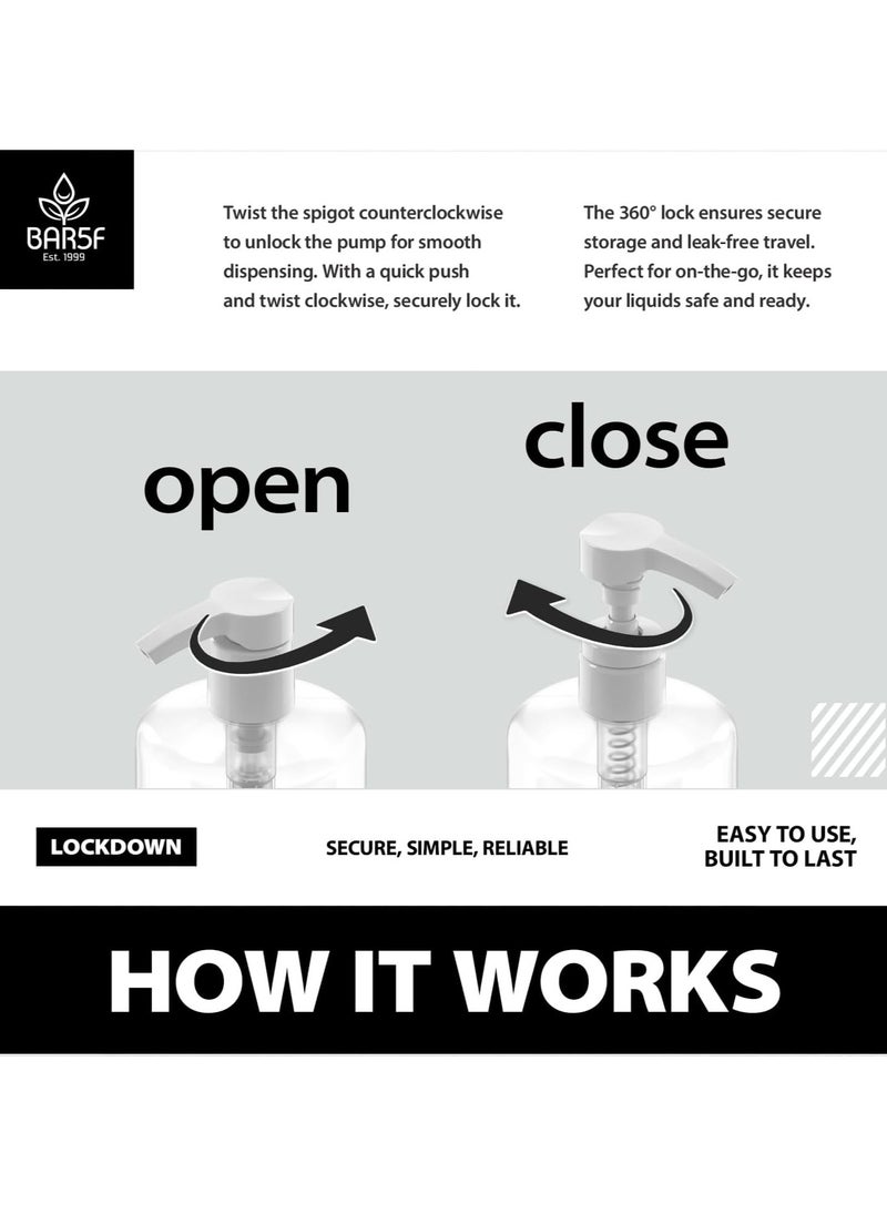 Bar5F Bar5F Plastic Lotion Bottles with Black & White Pumps, 16 oz | Leak Proof, Empty Clear Cylinder, Refillable, BPA Free for Shampoo, Moisturizer, Face Cream, Liquid Hand Soap | Pack of 2  - Image 4