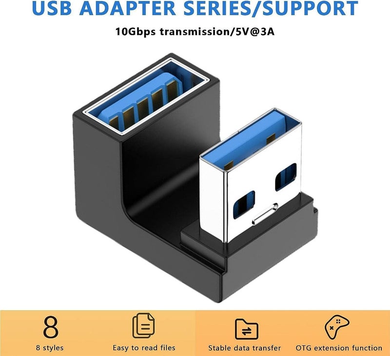 Tobo U-Shape USB 3.1 Adapter 180 Degree USB A Male to Female Coupler Connector 10Gbps USB Type A Support Data Transfer Connector Converter OTG for PC Laptop Power Bank (TD-1073TC) - Image 4
