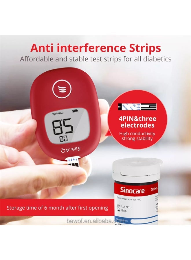 SINOCARE Portable Electric Digital with Blood Sugar test Strip, Home Use Blood Sugar Tester Machine with Lucose Monitoring - Image 5