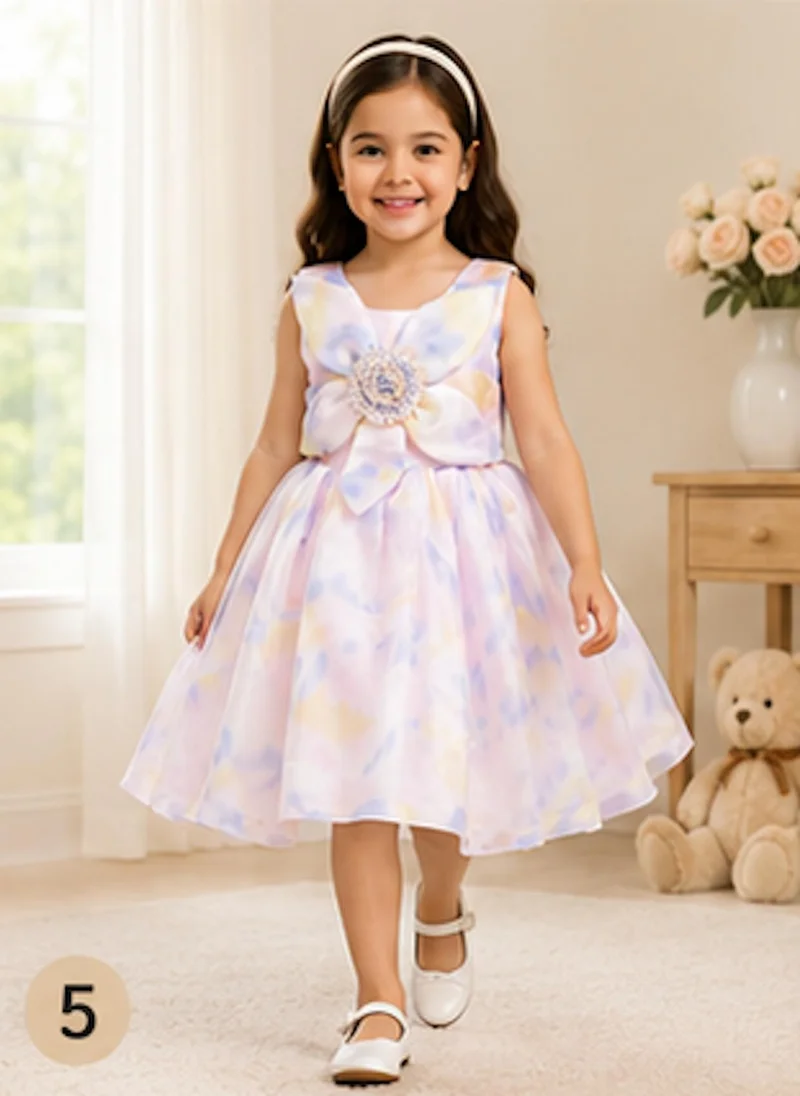 أرتيميا Artemea Toddler Girls Watercolour Print Fit & Flare Party Dress - Multicolour