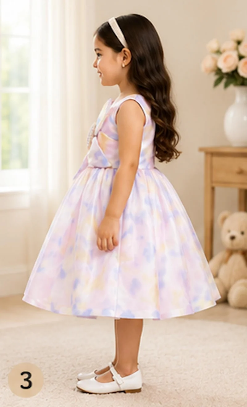 أرتيميا Artemea Toddler Girls Watercolour Print Fit & Flare Party Dress - Multicolour
