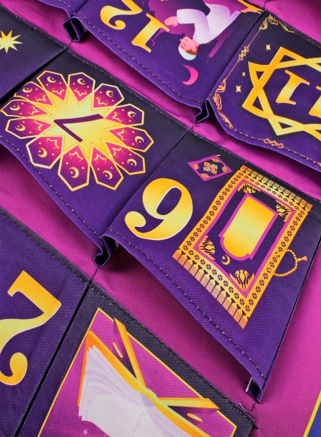 هواف تقويم رمضان مبارك من هواف (العد التنازلي للعيد)، 30 يومًا، مصنوع من قماش بنفسجي ذهبي، تقويم رمضان كريم للعد التنازلي مع 30 جيبًا لتزيين جدران المنزل في عيد مبارك - Image 4