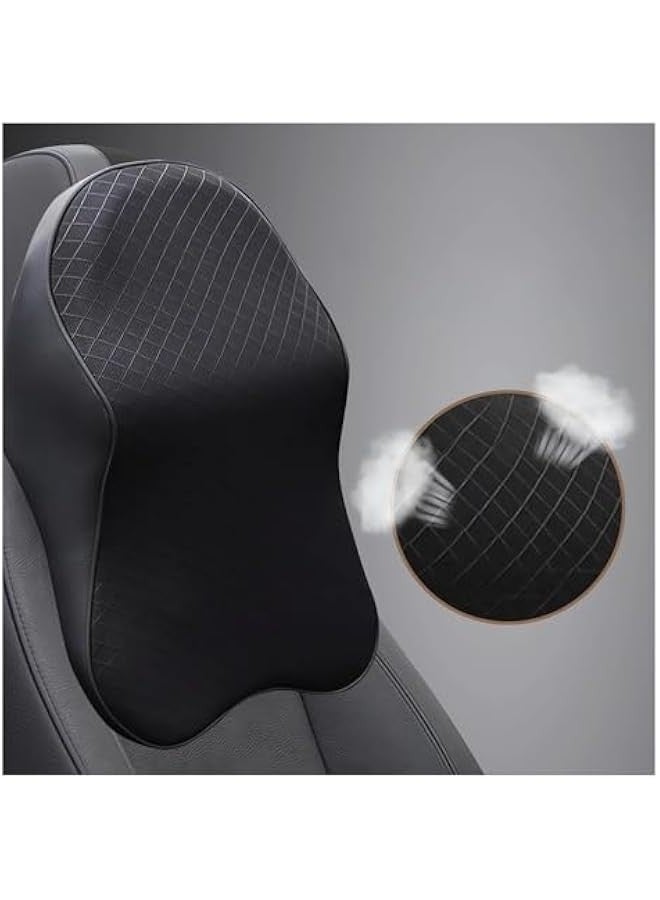 بيوينتي وسائد رقبة لمقعد السيارة من اكس سبرينج وسادة للسيارة لتخفيف الام الرقبة ودعم عنق الرحم دعم ميموري فوم نسيج شبكي جيد التهوية مسند راس بلون اسود للرجال والنساء - Image 1