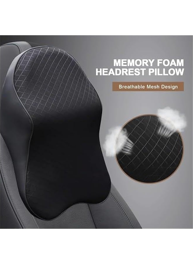 بيوينتي وسائد رقبة لمقعد السيارة من اكس سبرينج وسادة للسيارة لتخفيف الام الرقبة ودعم عنق الرحم دعم ميموري فوم نسيج شبكي جيد التهوية مسند راس بلون اسود للرجال والنساء - Image 2