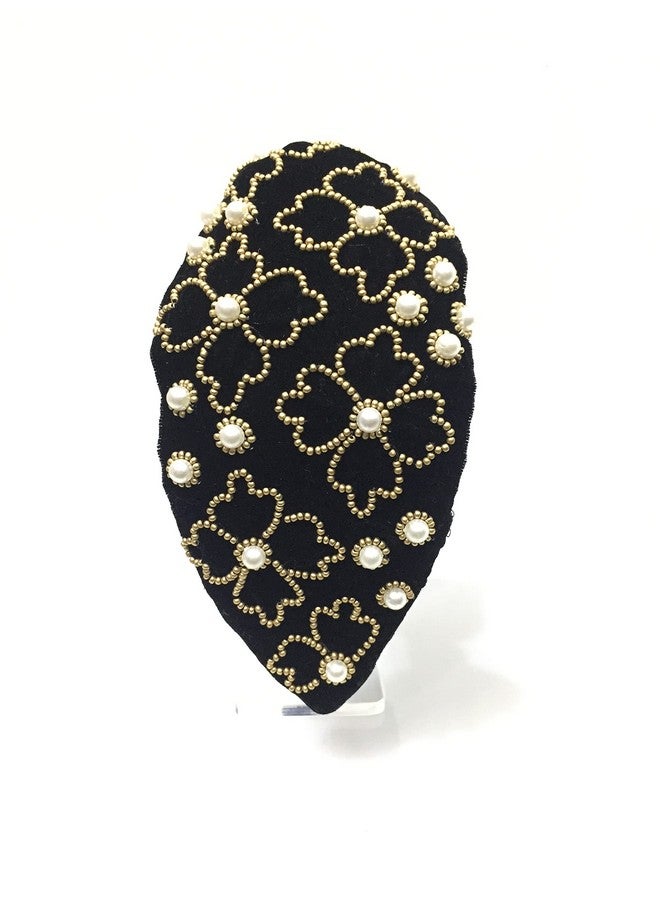 Nnr Beaded Hair Bands For Girls And Women, Hand Made Embroidery Hair Bands For Parties And Functions, Pack Of 1 Pcs - Black - Image 2