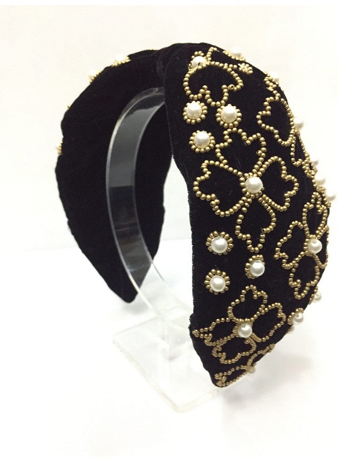Nnr Beaded Hair Bands For Girls And Women, Hand Made Embroidery Hair Bands For Parties And Functions, Pack Of 1 Pcs - Black - Image 4