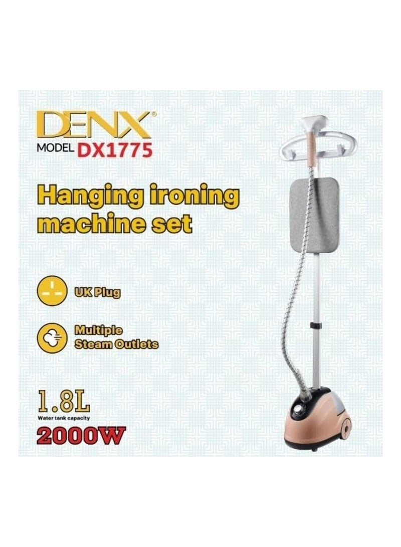 دينكس جهاز كي الملابس بالبخار الاحترافي Denx DX1775، جهاز بخار عمودي ومسطح 2 في 1، بقوة 2000 واط، تسخين سريع، خزان ماء بسعة 1.8 لتر. - Image 4