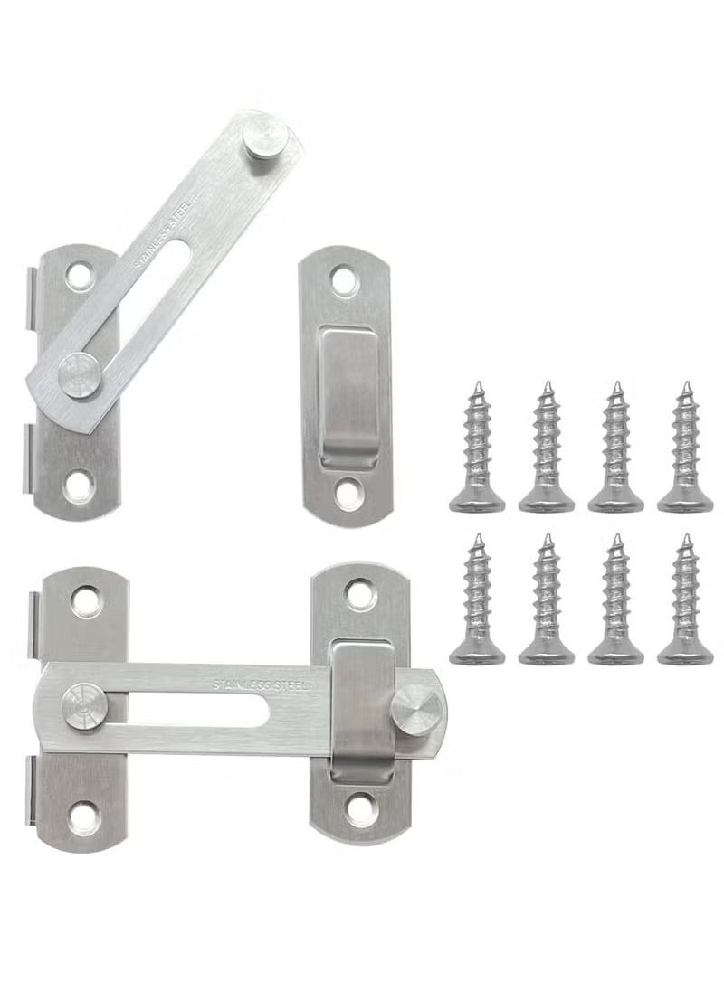 Generic Door Lock, Stainless Steel Gate Latches, Flip Door Lock Latch, Safety Door Bolt Latch Lock Suitable for Door and Window, Barn Door Latch, Coop, Garden, Household, Bathroom(Silver)  - Image 1