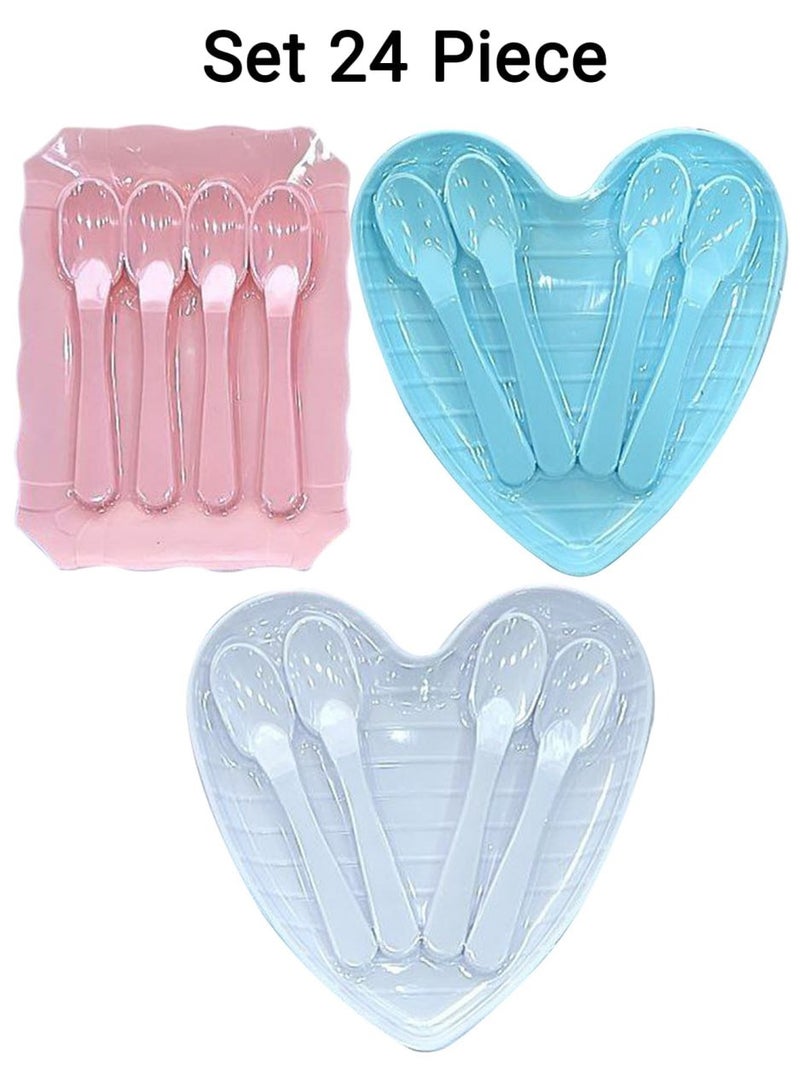 CATANES 24-Piece European Style Embossed Cake Plate Set – Reusable Plastic Useful for Parties, Babies and Outdoors - Image 1