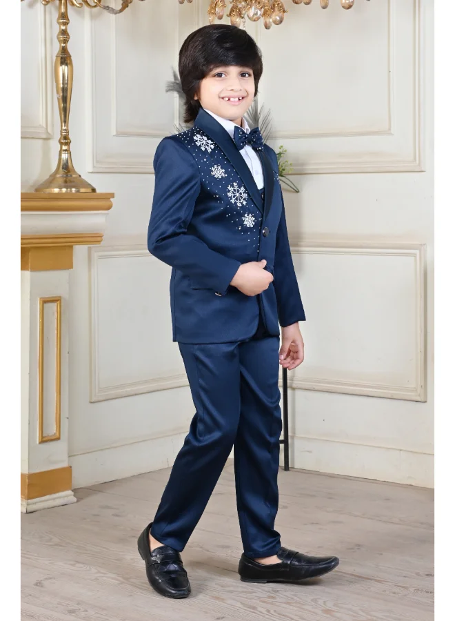 BT DEZINES Boys Satin Beadwork Partywear Suit Set