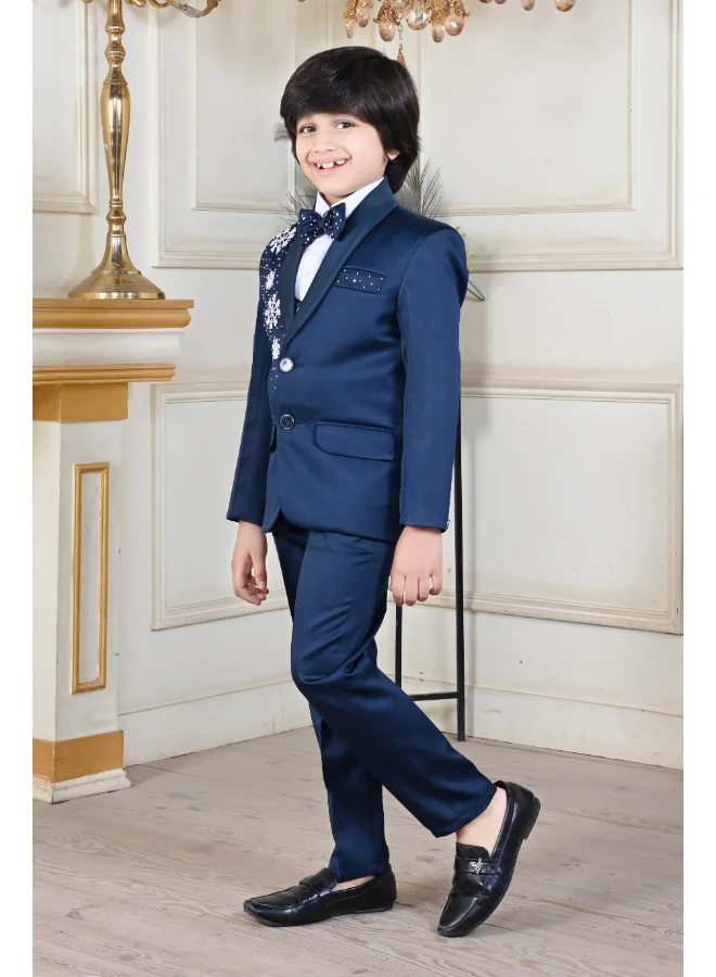 BT DEZINES Boys Satin Beadwork Partywear Suit Set