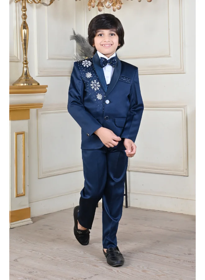 BT DEZINES Boys Satin Beadwork Partywear Suit Set