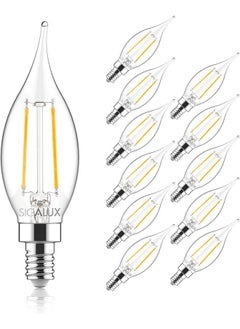 Sigalux E12 Led Bulb Candelabra Base 60 Watt Led Chandelier Light Bulbs Dimmable, Flame Tip Candelabra Led Bulbs, 4.5W, 500Lm 2700K Soft White, Ca10 Candle Light Bulbs, 12 Packs  - Image 1
