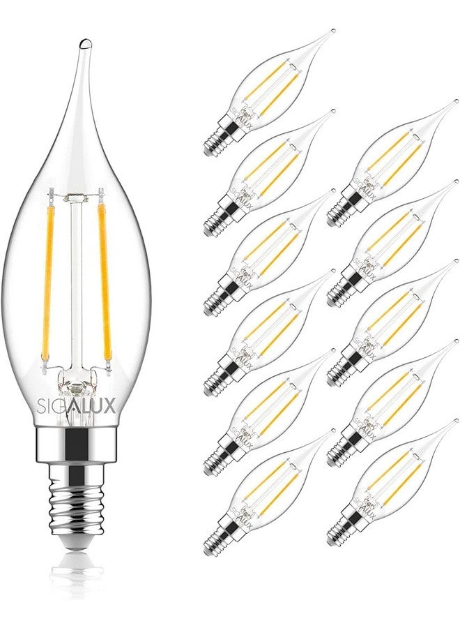 سيجالوكس لمبات إضاءة ثريا LED E12 بقاعدة شمعدان 60 وات قابلة للتعتيم، لمبات إضاءة شمعدان LED بطرف شعلة، 4.5 وات، 500 لومن 2700 كلفن أبيض ناعم، لمبات إضاءة شمعدان Ca10، 12 عبوة - Image 1