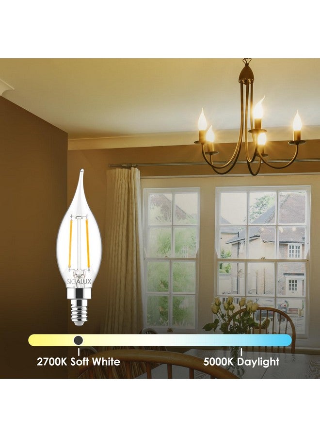 سيجالوكس لمبات إضاءة ثريا LED E12 بقاعدة شمعدان 60 وات قابلة للتعتيم، لمبات إضاءة شمعدان LED بطرف شعلة، 4.5 وات، 500 لومن 2700 كلفن أبيض ناعم، لمبات إضاءة شمعدان Ca10، 12 عبوة - Image 4