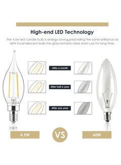 Sigalux E12 Led Bulb Candelabra Base 60 Watt Led Chandelier Light Bulbs Dimmable, Flame Tip Candelabra Led Bulbs, 4.5W, 500Lm 2700K Soft White, Ca10 Candle Light Bulbs, 12 Packs  - Image 5
