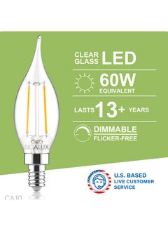 Sigalux E12 Led Bulb Candelabra Base 60 Watt Led Chandelier Light Bulbs Dimmable, Flame Tip Candelabra Led Bulbs, 4.5W, 500Lm 2700K Soft White, Ca10 Candle Light Bulbs, 12 Packs  - Image 2
