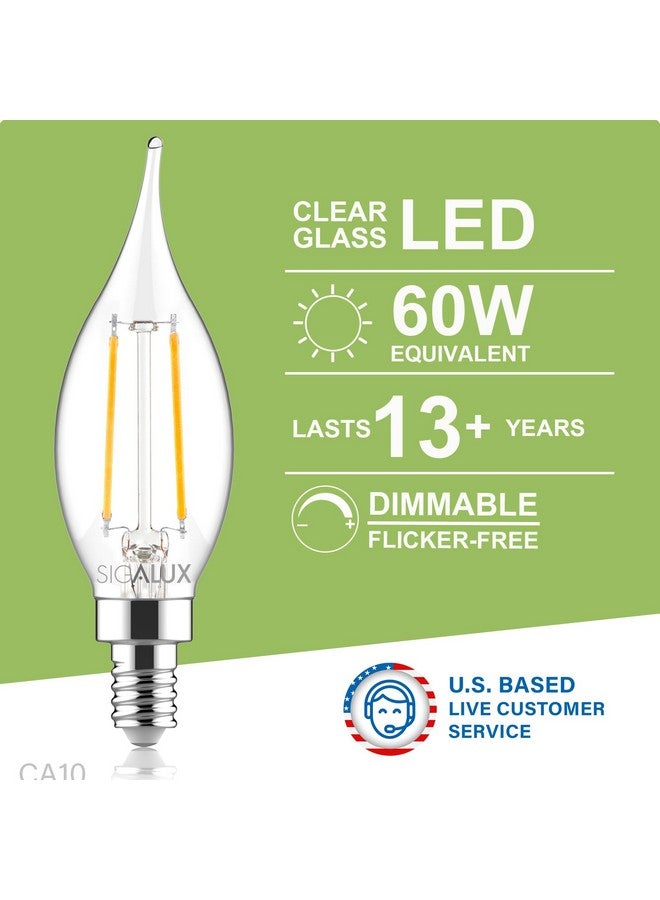 سيجالوكس لمبات إضاءة ثريا LED E12 بقاعدة شمعدان 60 وات قابلة للتعتيم، لمبات إضاءة شمعدان LED بطرف شعلة، 4.5 وات، 500 لومن 2700 كلفن أبيض ناعم، لمبات إضاءة شمعدان Ca10، 12 عبوة - Image 2