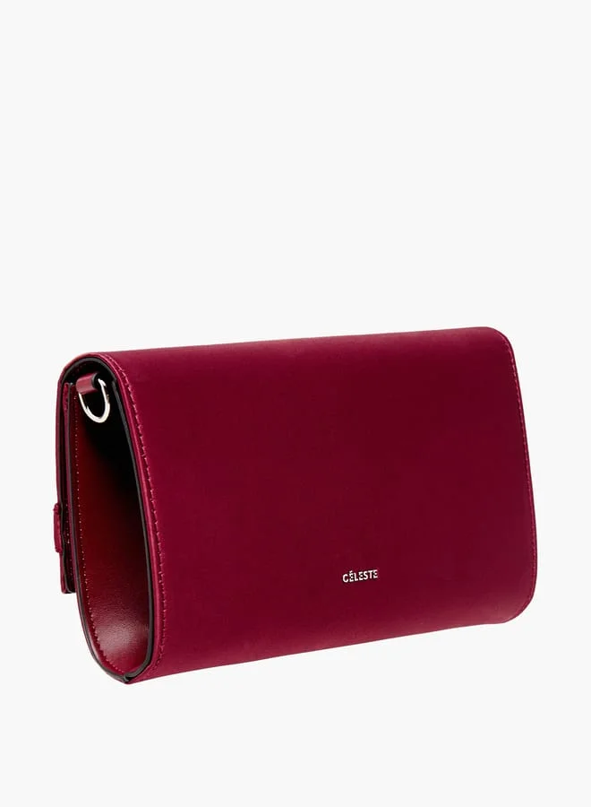 سيليست Women Embellished Clutch with Flap Closure and Chain Strap