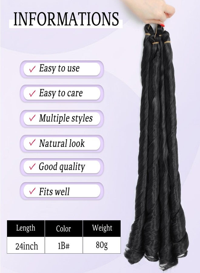 Yuriait French Curl Braiding Hair Natural Black 24 Inch Loose Wave Spiral Crochet Hair for Women Pre Stretched with Curly Ends for Box braids Boho Twist Bouncy Curls Extensions (24in, 4packs, 1b#) - Image 5